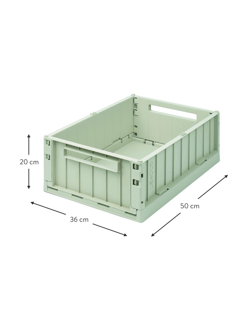 Skládací box z recyklovaného plastu Weston, velký, Recyklovaná umělá hmota, Přední a zadní strana: pastelově zelená, Š 50 cm, V 20 cm