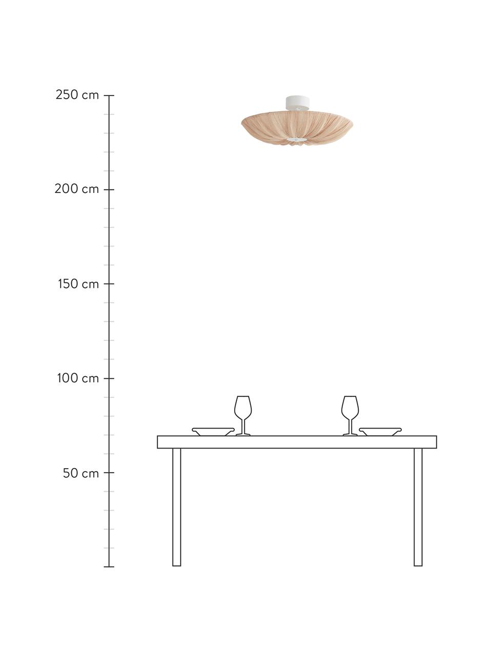 Grote Scandi plafondlamp Minnie in beige, Lampenkap: textiel, Baldakijn: gecoat metaal, Mat beige, wit, Ø 60 x H 25 cm