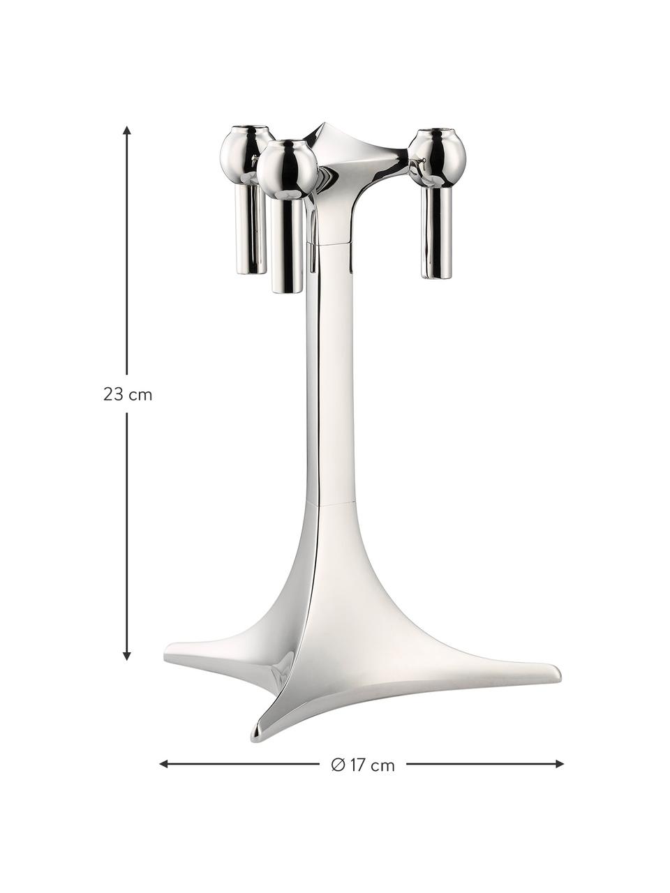 Candelabro Stoff Nagel, Metal recubierto, Plateado, Ø 17 x Al 23 cm