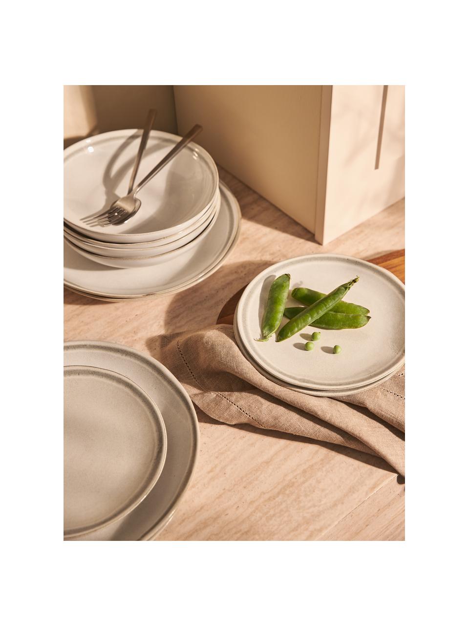 Set van 4 keramiek ontbijtborden Cia met reactief glazuur, Keramiek, Beige, Ø 20 x H 3 cm