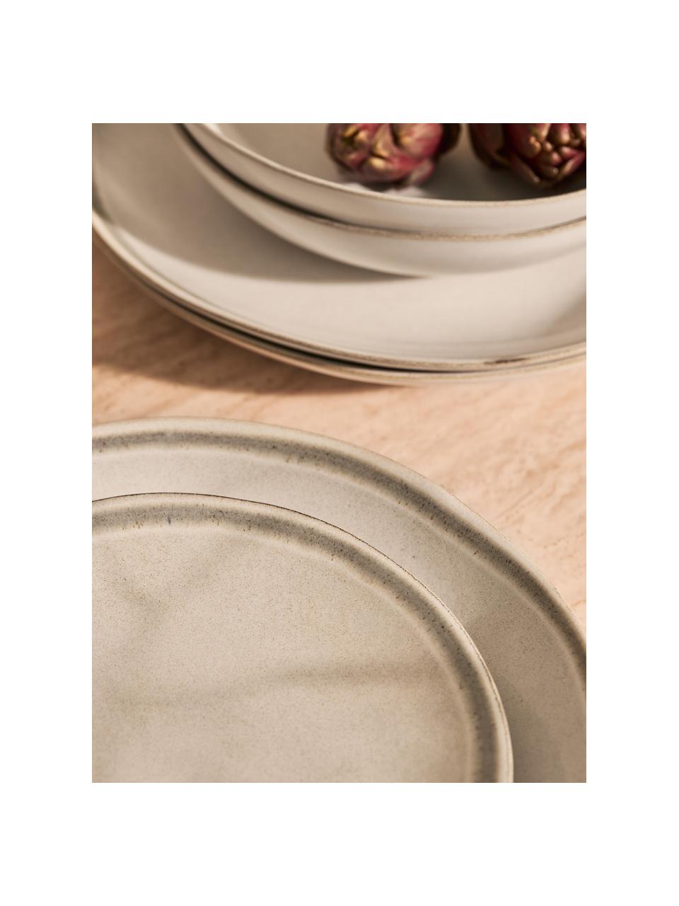 Ručně vyrobené snídaňové talíře s reaktivní glazurou Cia, 4 ks, Kamenina, Greige, Ø 20 cm, V 3 cm