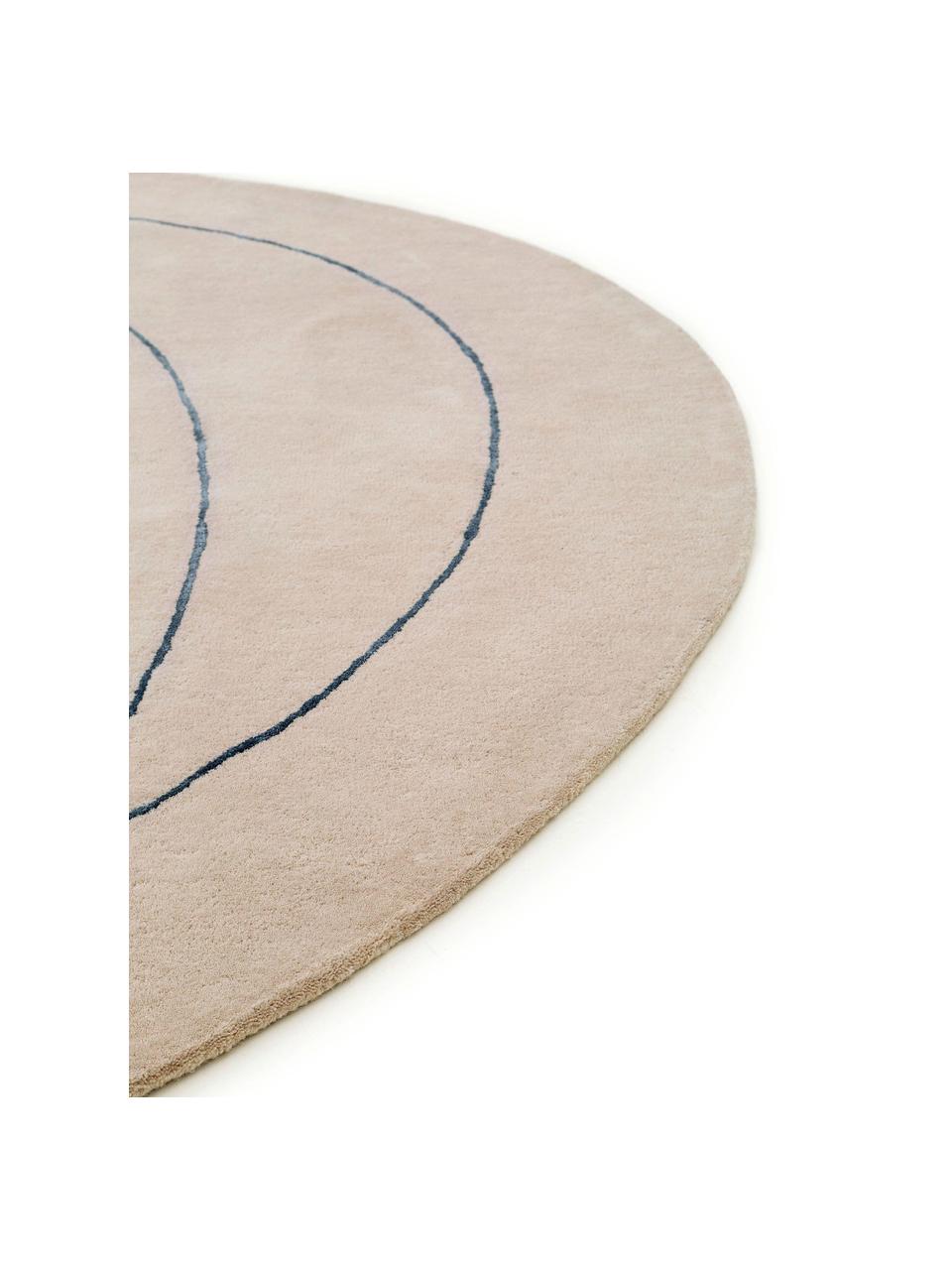 Alfombra artesanal de lana con forma orgánica Shape, 90% lana, 10% algodón 

Las alfombras de lana se pueden aflojar durante las primeras semanas de uso, la pelusa se reduce con el uso diario., Beige claro, negro, Ø 200 cm (Tamaño L)