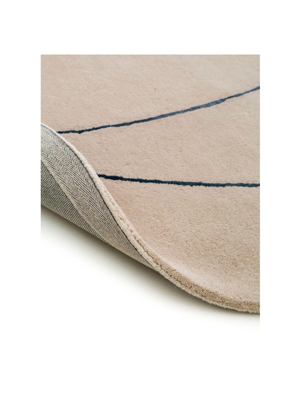 Alfombra artesanal de lana con forma orgánica Shape, 90% lana, 10% algodón 

Las alfombras de lana se pueden aflojar durante las primeras semanas de uso, la pelusa se reduce con el uso diario., Beige claro, negro, Ø 200 cm (Tamaño L)