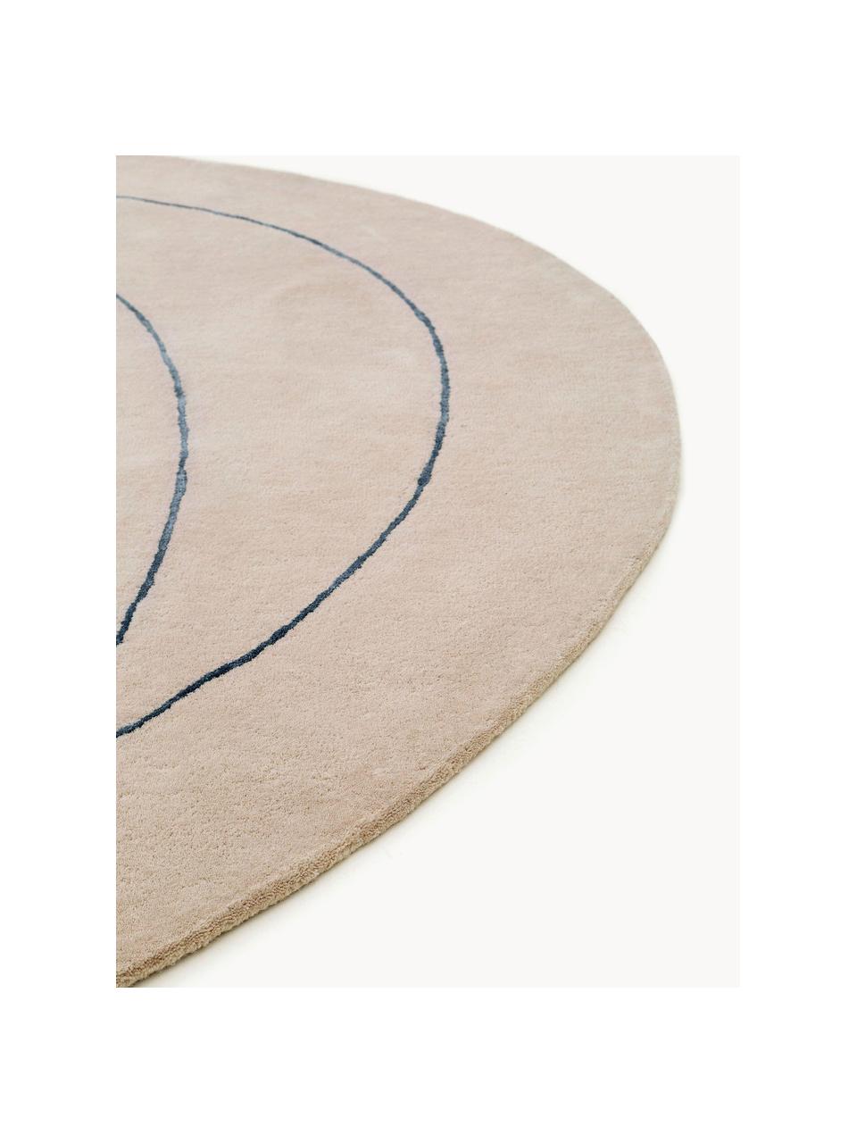 Ručne tkaný vlnený koberec v organickom tvare Shape, 90 %  vlna, 10 % bavlna 

V prvých týždňoch používania môžu vlnené koberce uvoľňovať vlákna, tento jav po čase zmizne, Svetlobéžová, čierna, Ø 200 cm (veľkosť L)