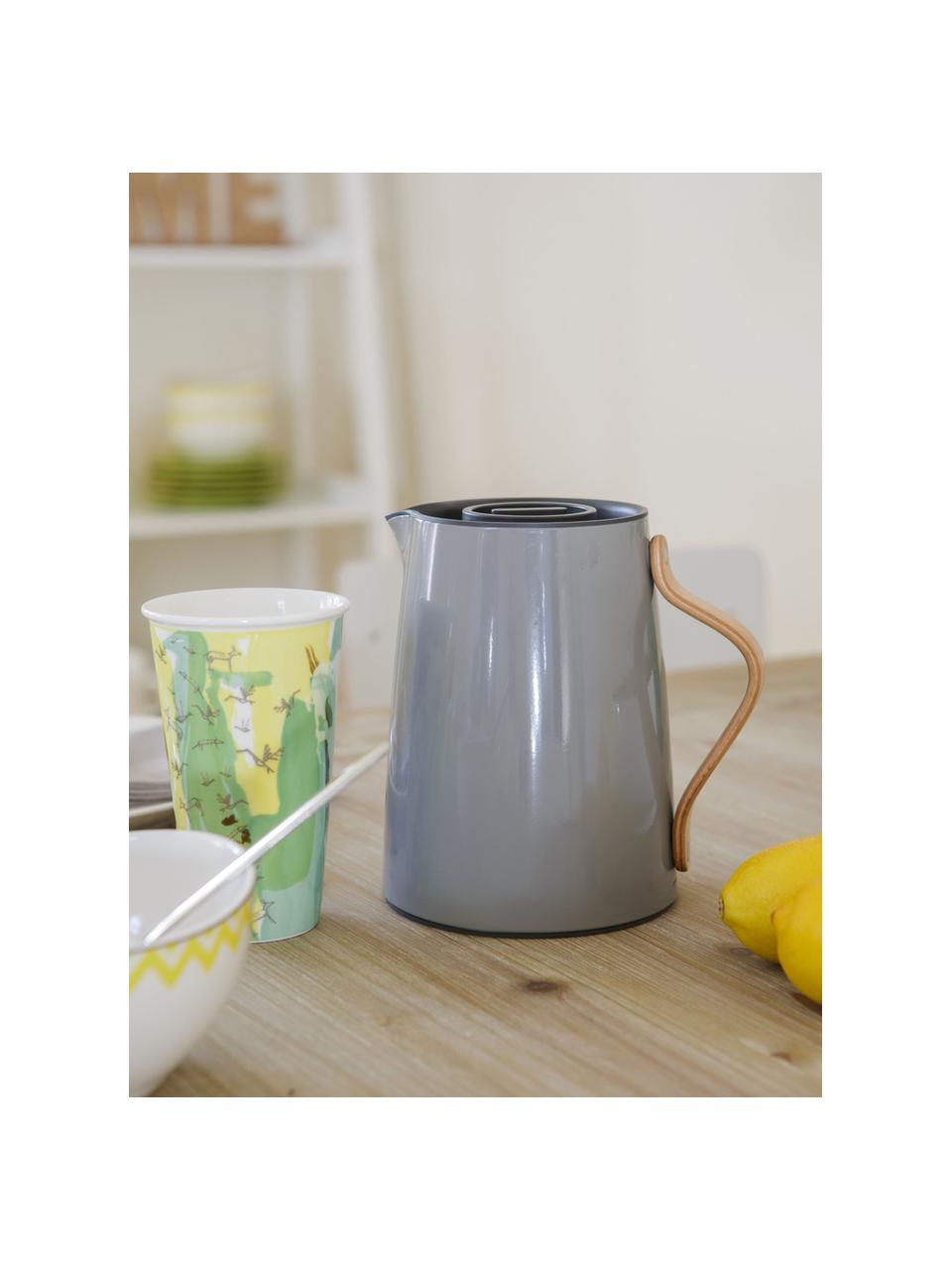 Teezubereiter Emma glänzend, 1 L, Korpus: Edelstahl, Beschichtung: Emaille, Griff: Buchenholz, Grau, glänzend, 1 L