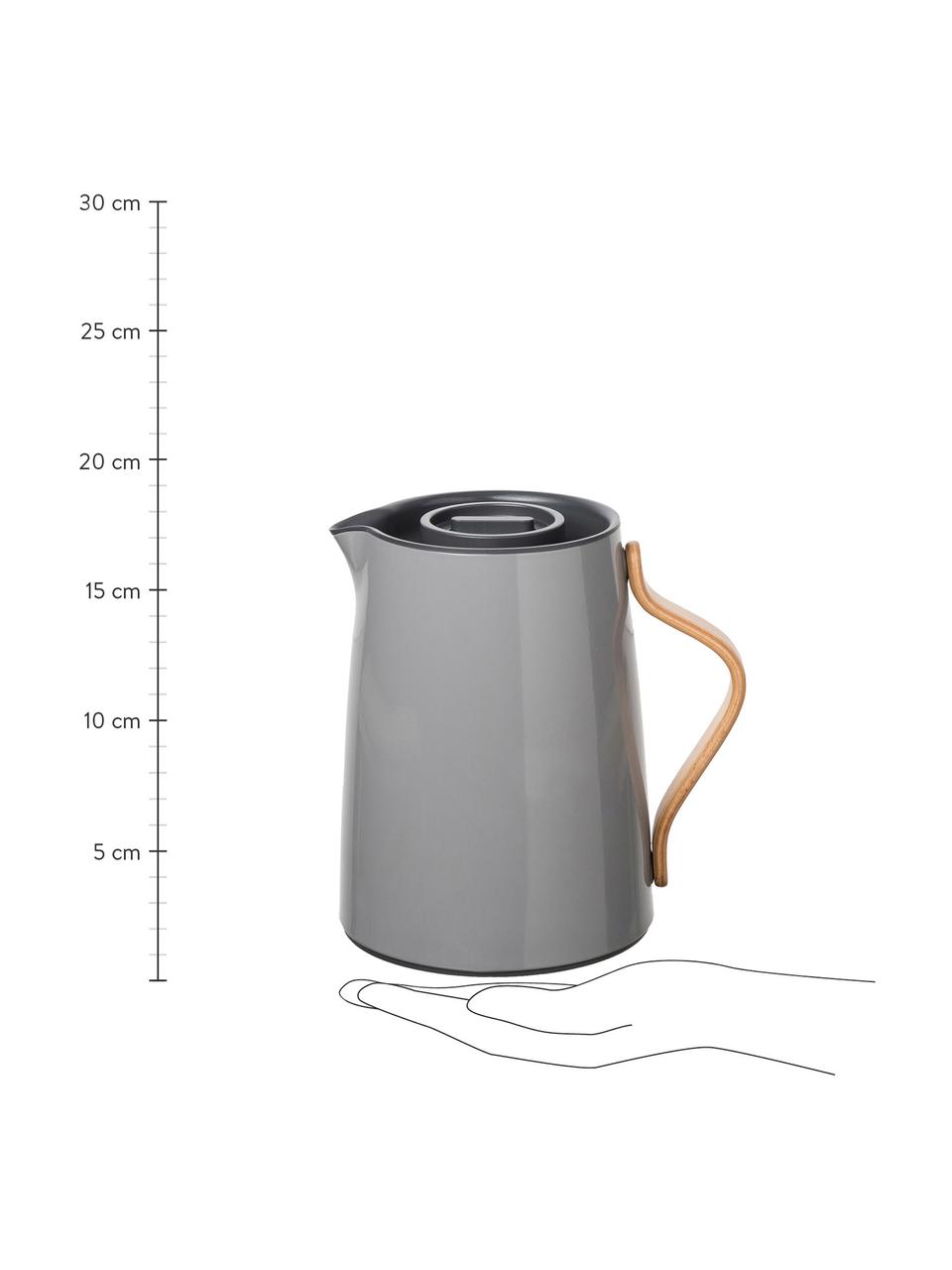 Tetera Emma, 1 L, Estructura: acero inoxidable, Asa: madera de haya, Gris brillante, 1 L
