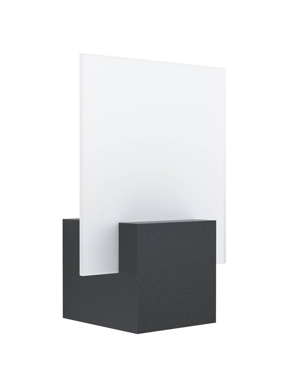 Aplique LED para exterior Adamello, Pantalla: vidrio, satinado, Negro, blanco, An 20 x F 28 cm