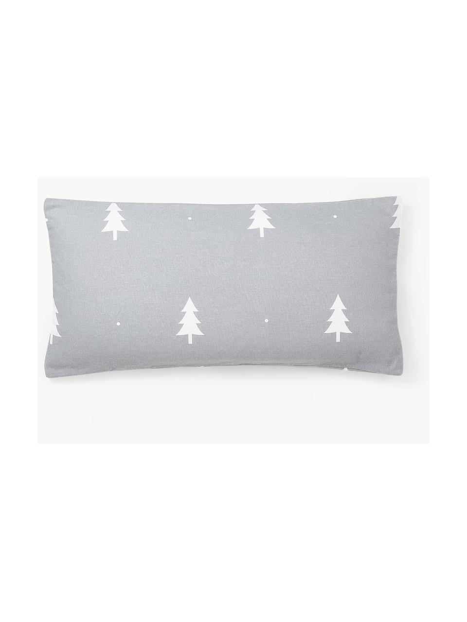 Flanelový povlak na polštář s vánočním vzorem X-mas Tree, Světle šedá, bílá, Š 40 cm, D 80 cm