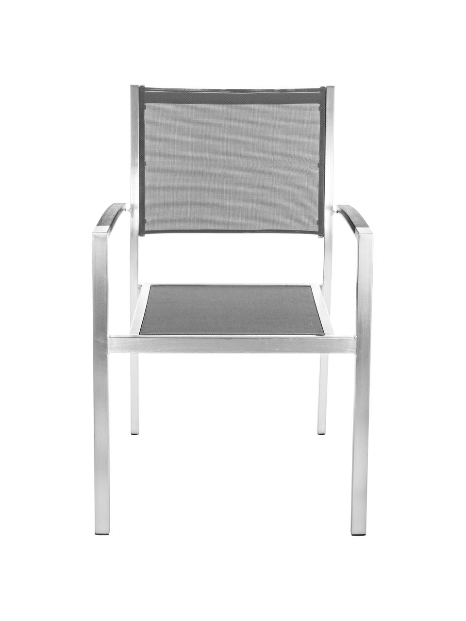 Silla con resposabrazos para exterior Irwin, Estructura: aluminio satinado, Asiento: textil, Acero, gris, An 54 x F 57 cm