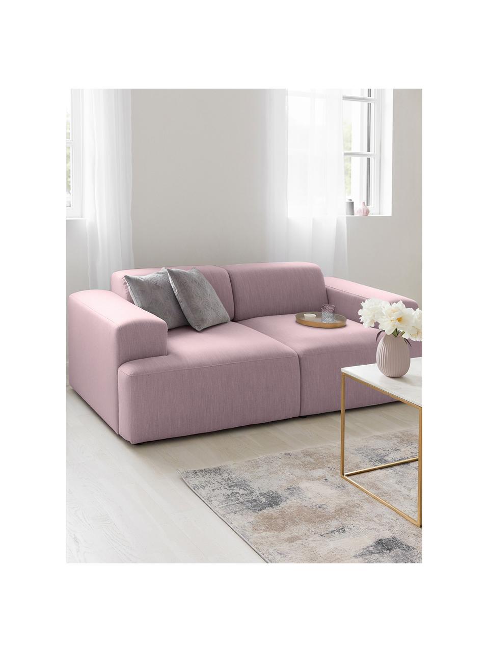 Divano 2 posti in tessuto rosa Melva, Rivestimento: poliestere Il rivestiment, Struttura: legno di pino massiccio, , Piedini: legno di pino I piedini s, Tessuto rosa, Larg. 200 x Prof. 101 cm