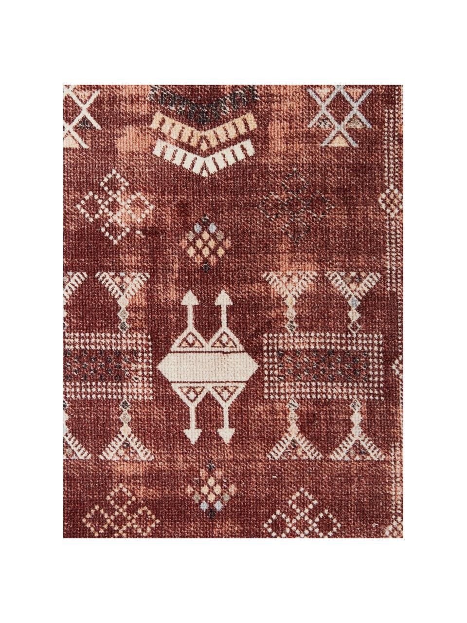 Baumwollteppich Tanger mit Fransenabschluss, 100% Baumwolle, Terrakotta, Cremefarben, B 60 x L 90 cm (Grösse XXS)