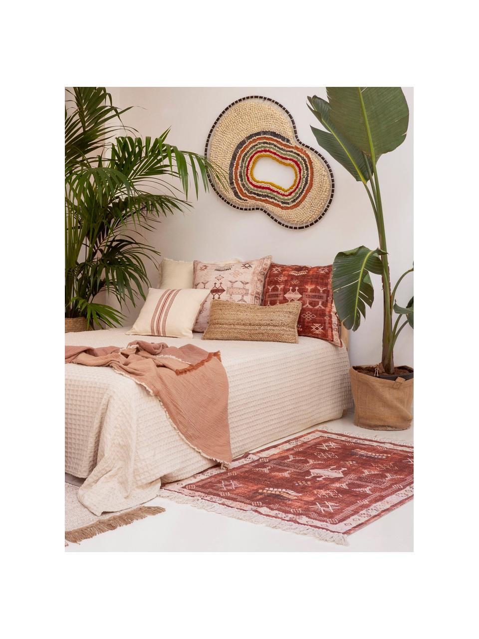 Baumwollteppich Tanger mit Fransenabschluss, 100% Baumwolle, Terrakotta, Cremefarben, B 60 x L 90 cm (Grösse XXS)