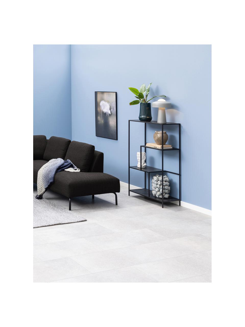 Estantería en look mármol Infinity, Estantería: tablero de fibras de dens, Estructura: metal con pintura en polv, Mármol negro, An 72 x Al 114 cm