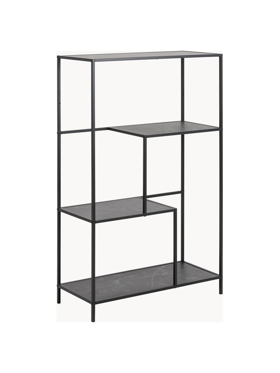 Regál so vzhľadom mramoru Infinity, Mramorovaná čierna, Š 72 x V 114 cm