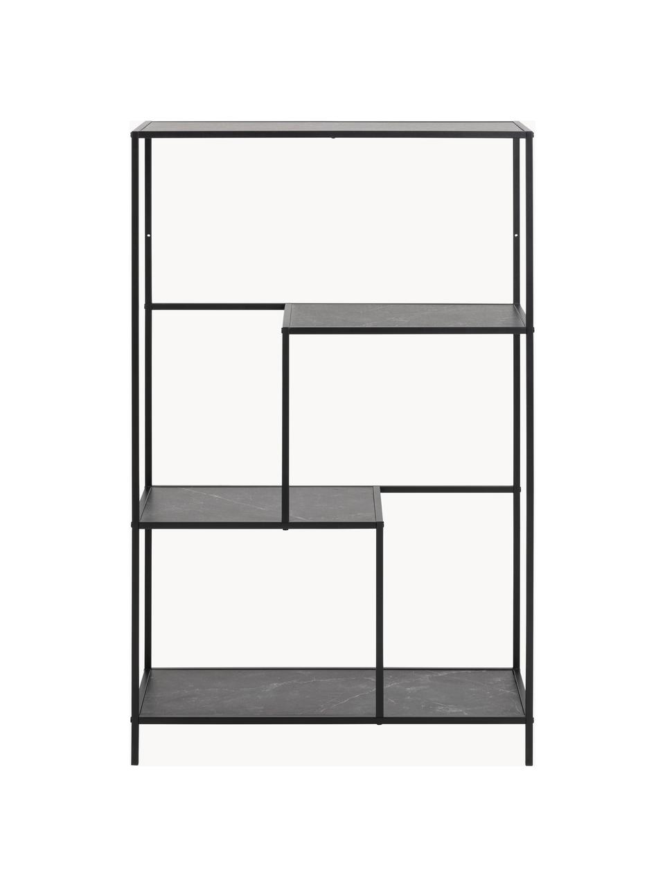 Wandkast Infinity in marmerlook, Frame: gepoedercoat metaal, Marmerlook, zwart, B 72 x H 114 cm