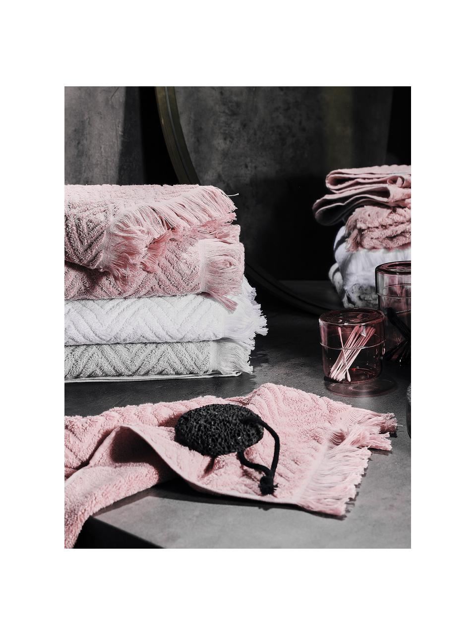 Set 3 asciugamani con motivo alto-basso Jacqui, 100% cotone, qualità media 490 g/m², Rosa, Set in varie misure