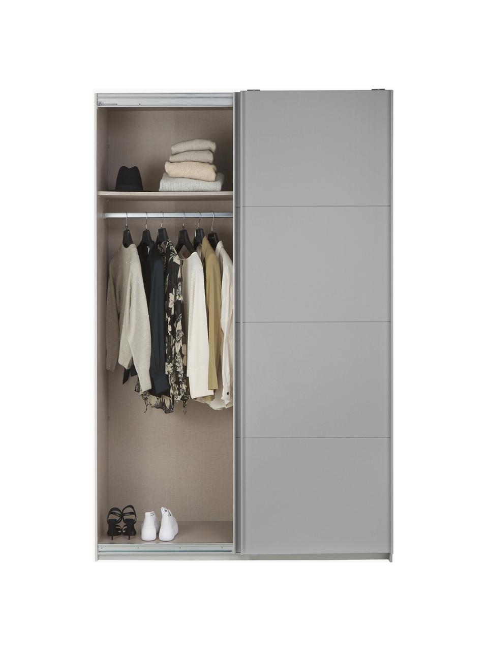 Schwebetürenschrank Mia, 2-türig, Holzwerkstoff aus heimischen Hölzern aus nachhaltiger Forstwirtschaft, beschichtet, Grau, B 135 x H 210 cm