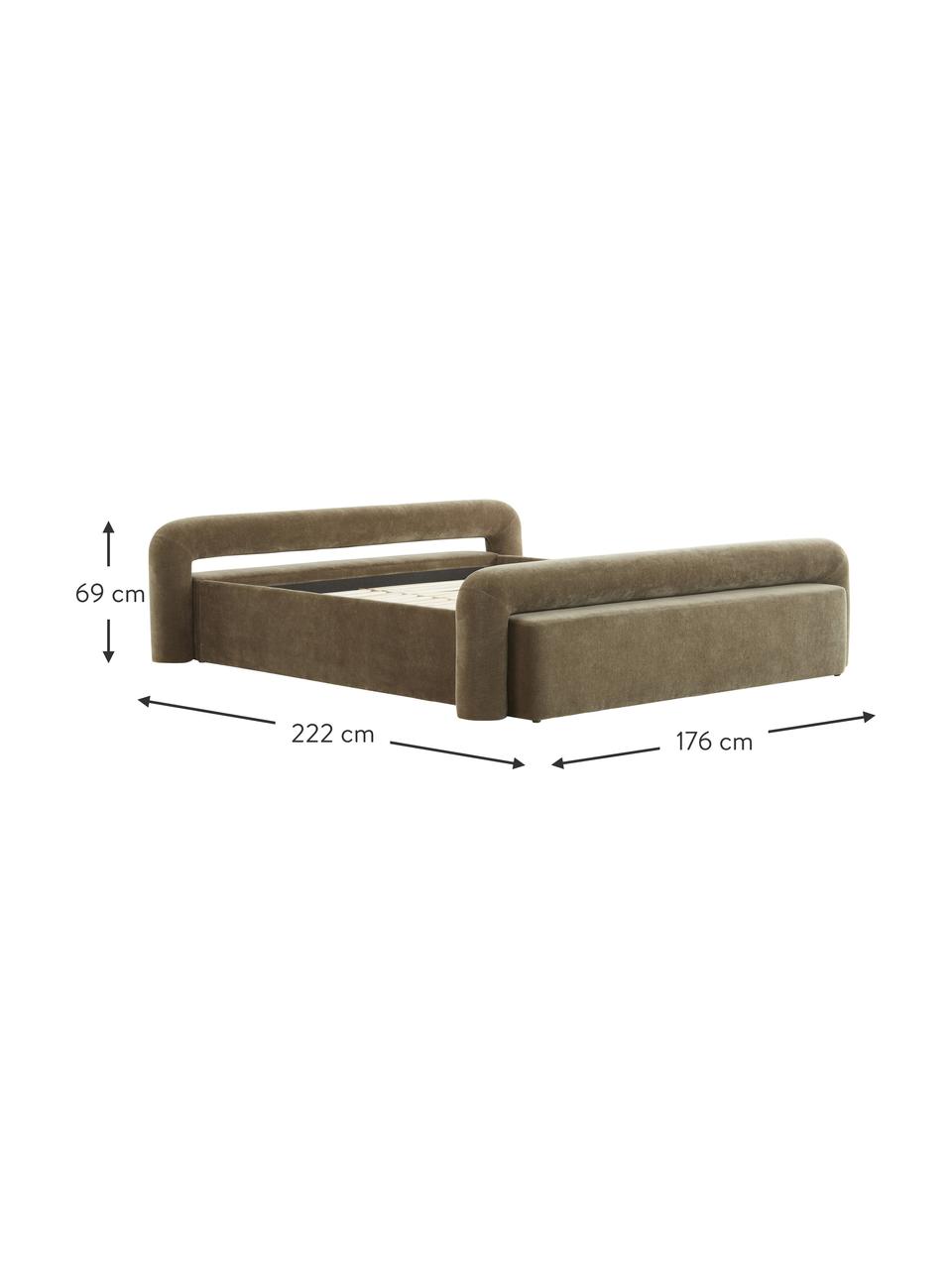 Lit matelassé Komoro, Tissu vert, larg. 160 x long. 200 cm