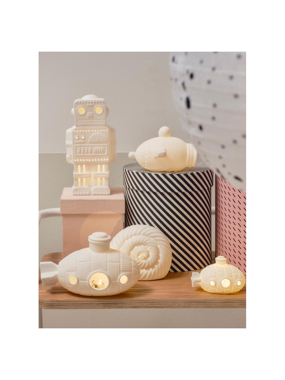 Batteriebetriebene LED-Kinderlampen Ships, 2er-Set, Keramik, Off White, Set mit verschiedenen Grössen