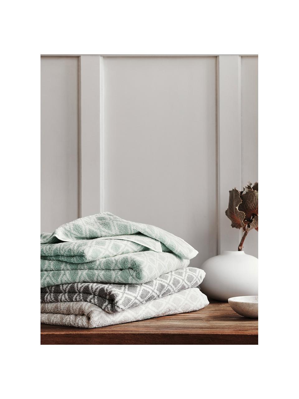 Set 3 asciugamani reversibili Ava, Verde menta, bianco crema, Set in varie misure