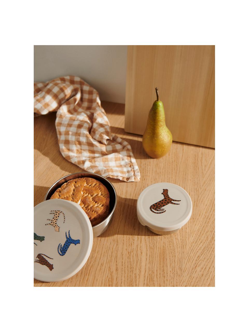 Set di 2 scatole per spuntino Fiby, Acciaio inossidabile, silicone, Bianco latte, beige chiaro, multicolore, Set in varie misure