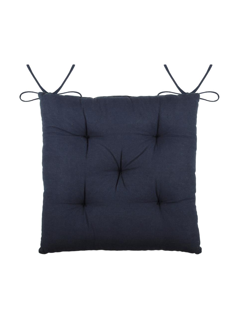 Cojín de asiento texturizado Concarneau, 100% algodón, Azul oscuro, An 40 x L 40 cm