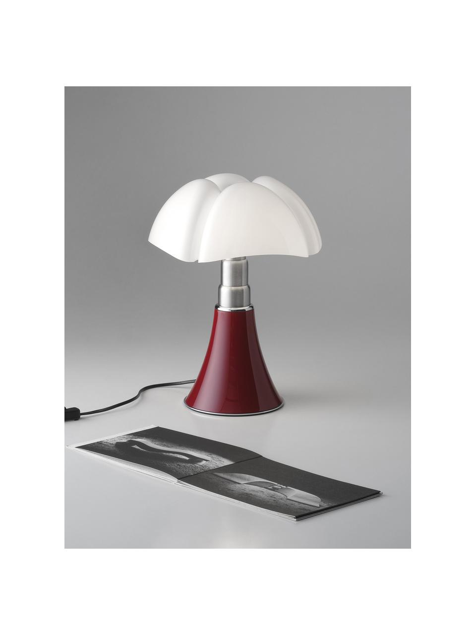 Lampada da tavolo a LED con luce regolabile Pipistrello, Struttura: metallo, alluminio laccat, Rosso vino opaco, Ø 27 x Alt. 35 cm