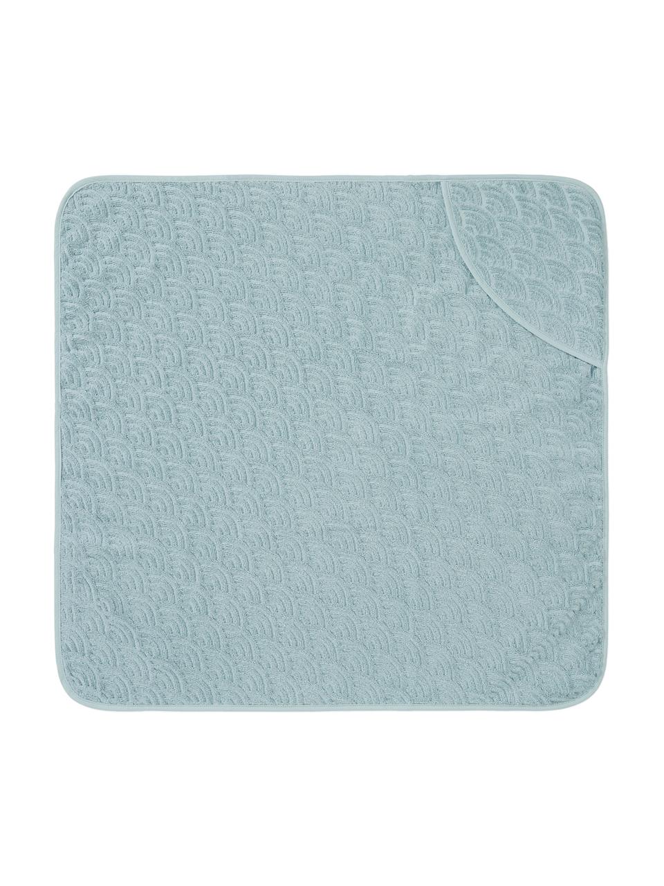 Toalla baño bebé de algodón ecológico Wave, 100% algodón ecológico, Azul, An 80 x L 80 cm