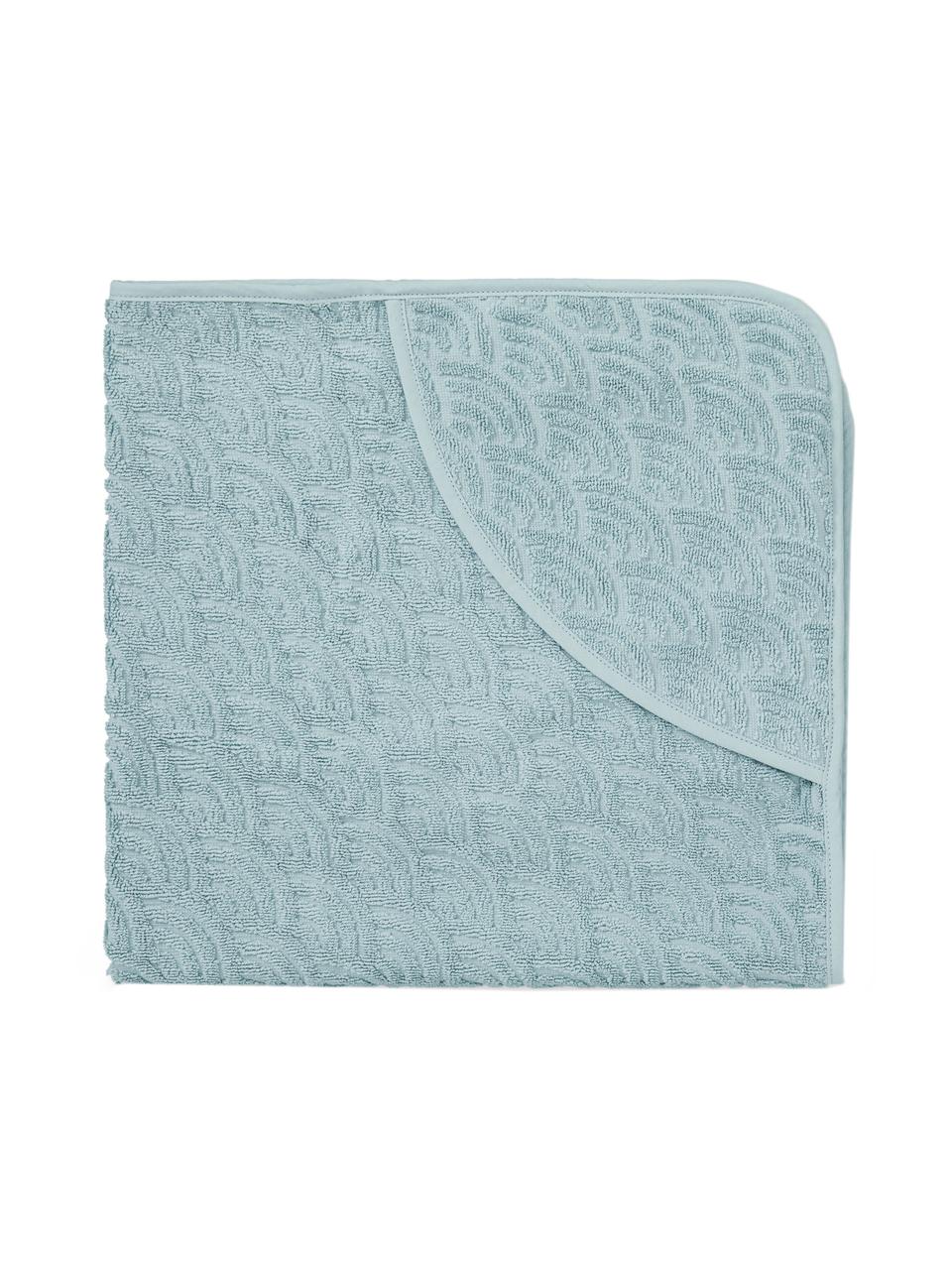 Ręcznik kąpielowy dla dzieci  z bawełny organicznej Wave, 100% bawełna organiczna, Niebieski, S 80 x D 80 cm