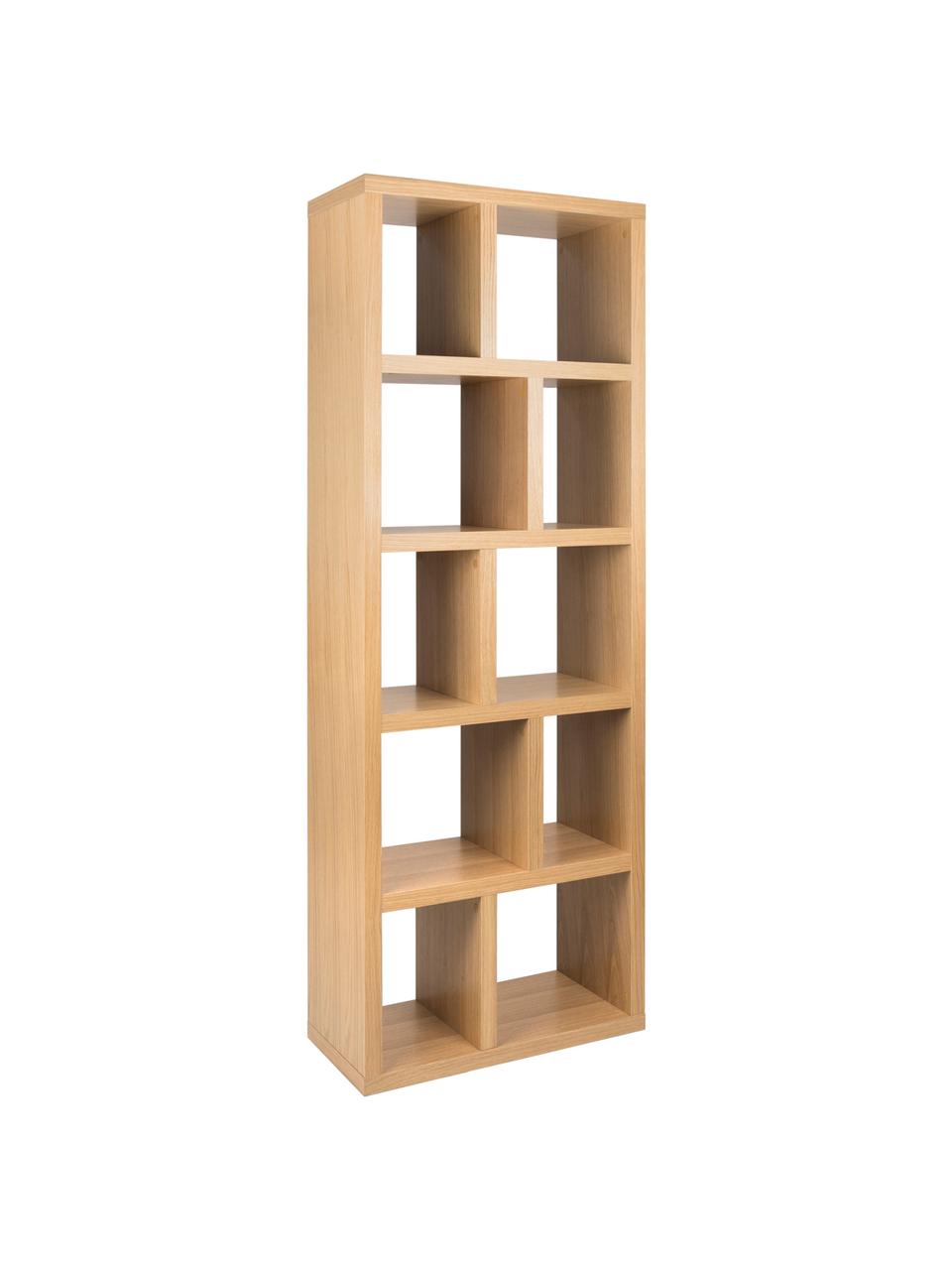 Libreria con finitura in legno di quercia Portlyn, Rivestimento: pannello di fibra a media, Superficie: finitura naturale, Legno di quercia, Larg. 70 x Alt. 198 cm