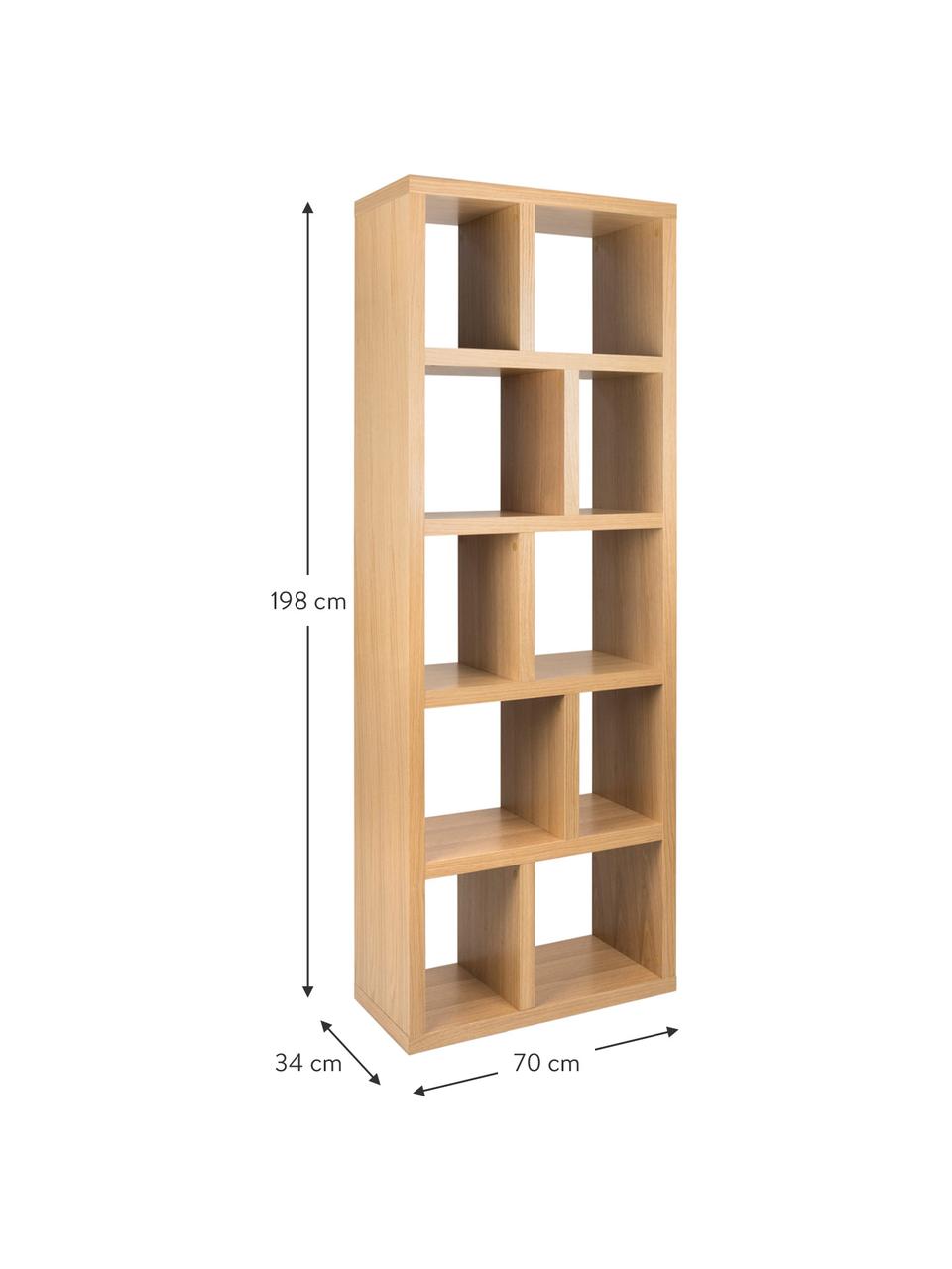 Boekenrek Portlyn met eikenhoutfineer, Eikenhout, 70 x 198 cm