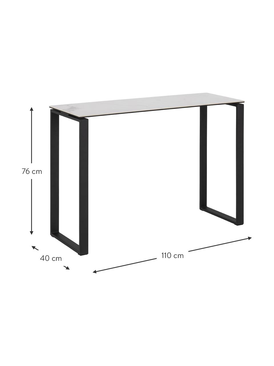 Konsole Katrine mit weisser Keramik-Tischplatte, Beine: Metall, pulverbeschichtet, Tischplatte: Keramik, Weisse Keramik, B 110 x H 76 cm