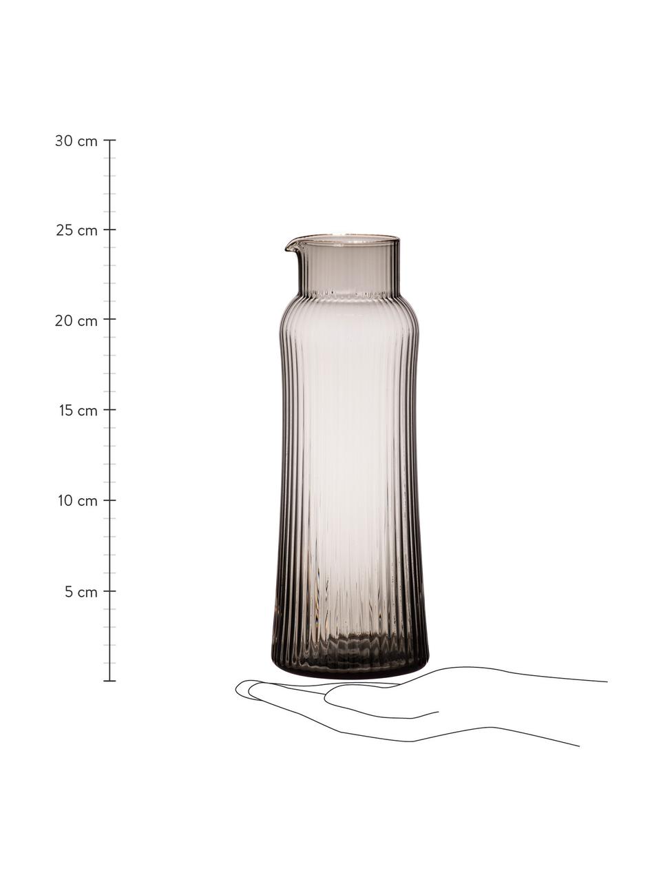 Caraffa per l'acqua fatta a mano Erskine, 1,1 L, Vetro, Grigio trasparente, Ø 10 x Alt. 25 cm, 1,1 L