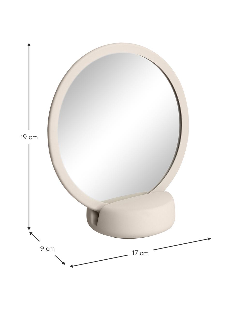 Kosmetikspiegel Sono mit Vergrösserung, Spiegelfläche: Spiegelglas, Rahmen: Keramik, Beige, B 17 x H 19 cm