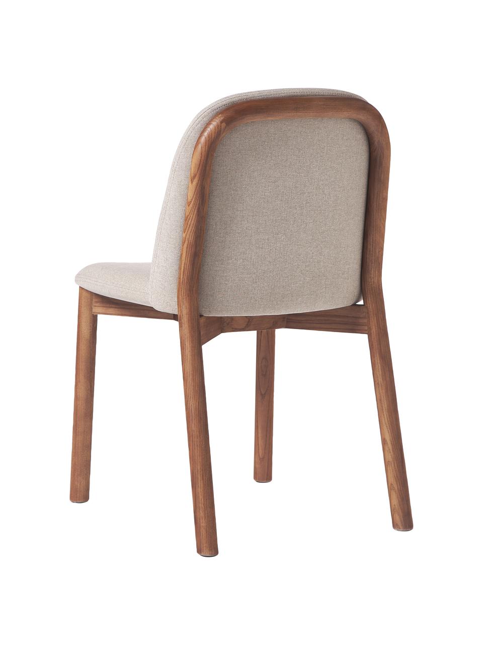 Polsterstuhl Julie aus Eschenholz, Gestell: Eschenholz, FSC-zertifizi, Webstoff Taupe, Dunkles Eschenholz, B 47 x H 81 cm
