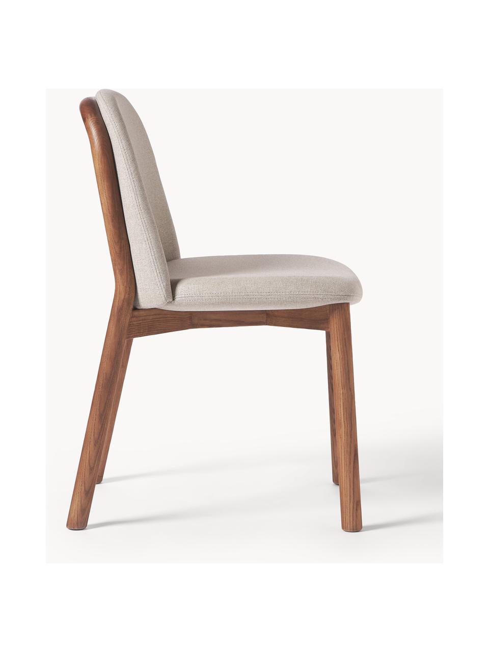 Čalouněná židle z jasanového dřeva Julie, Greige, tmavé jasanové dřevo, Š 47 cm, V 81 cm
