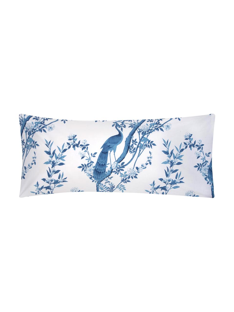 Funda de almohada de percal Annabelle, 45 x 110 cm, Blanco, azul, An 45 x L 110 cm