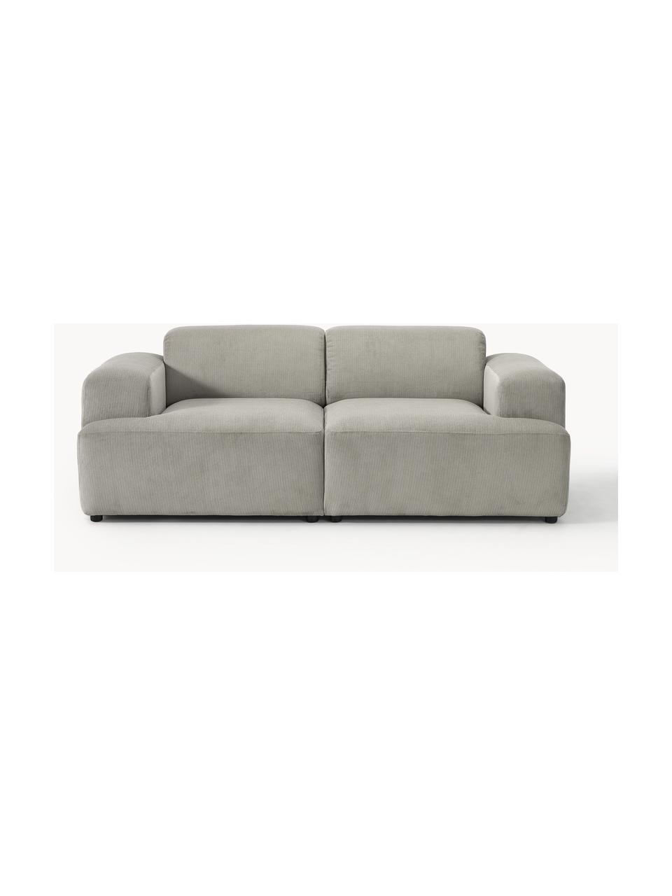 Cord-Sofa Melva (2-Sitzer), Bezug: Cord (92% Polyester, 8% P, Gestell: Massives Kiefernholz, Spa, Füße: Kunststoff Dieses Produkt, Cord Grau, B 198 x T 101 cm