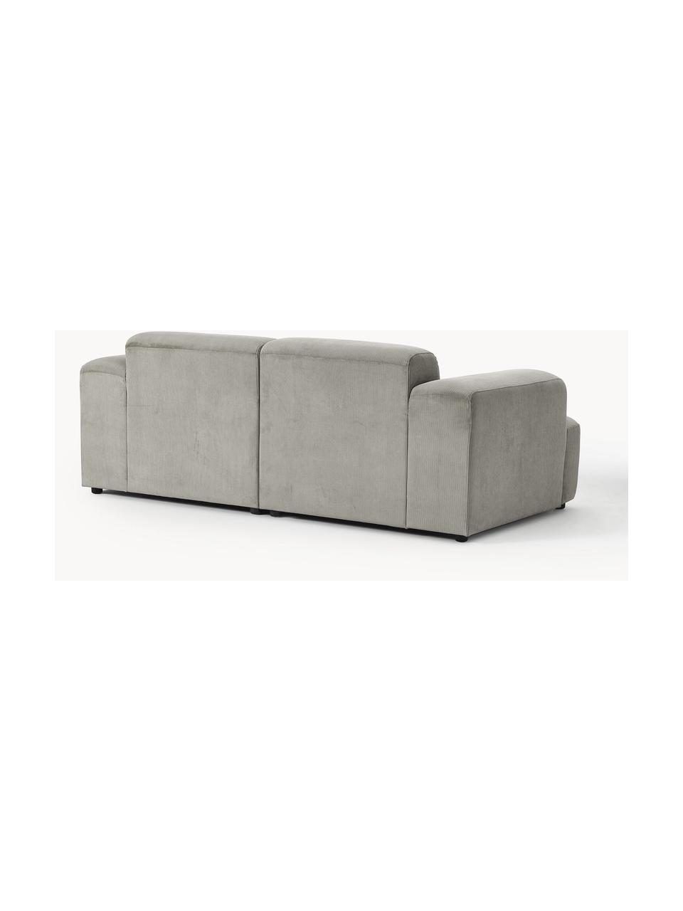 Cord-Sofa Melva (2-Sitzer), Bezug: Cord (92% Polyester, 8% P, Gestell: Massives Kiefernholz, Spa, Füße: Kunststoff Dieses Produkt, Cord Grau, B 198 x T 101 cm