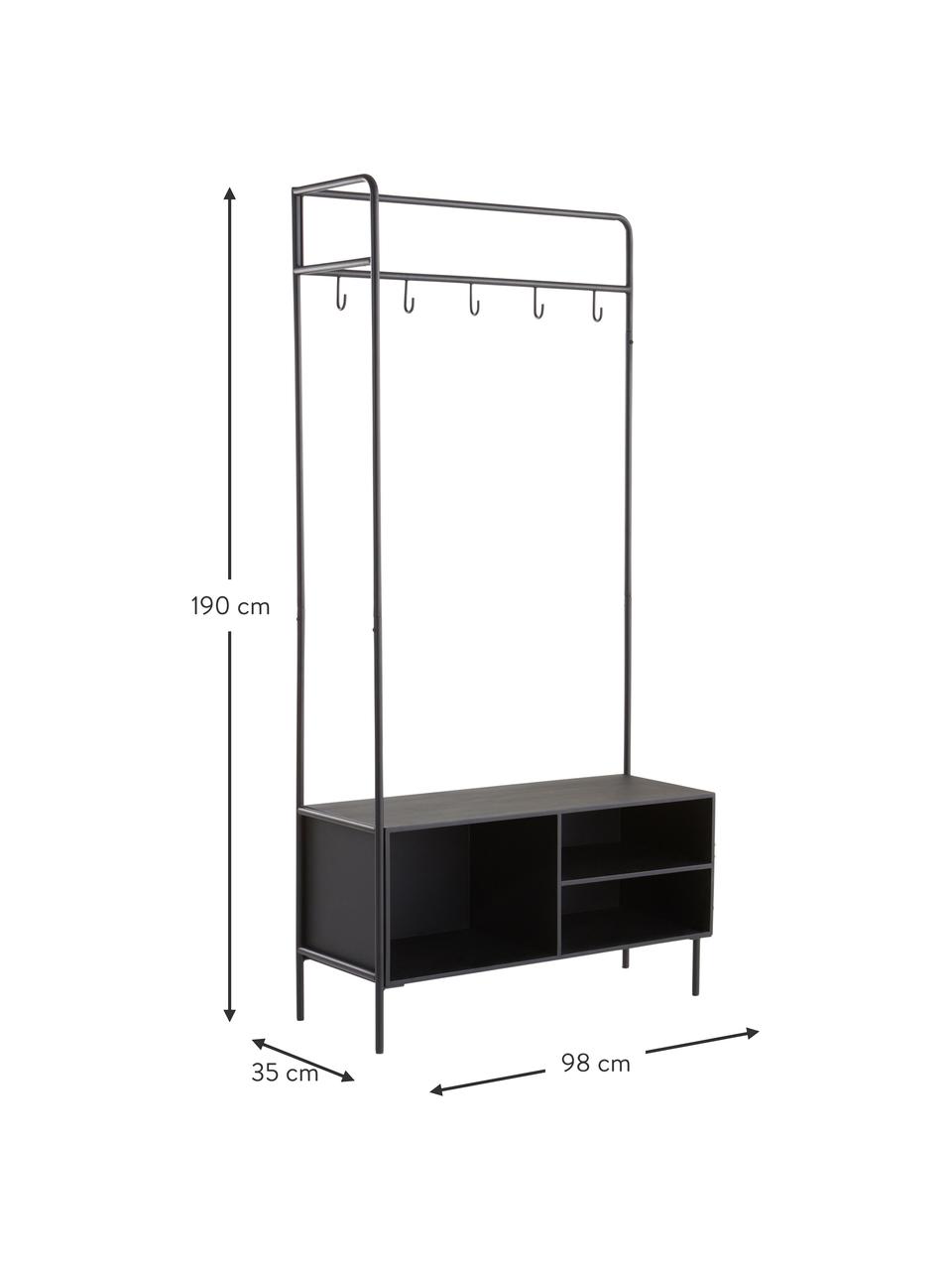 Drevený vešiak na oblečenie Morley, Čierna, Š 98 x V 190 cm