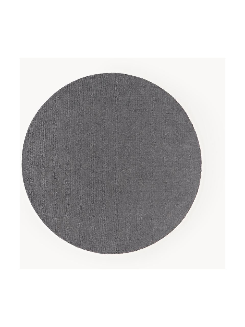 Tapis rond en coton tissé main Lora, Gris foncé, Ø 120 cm (taille S)