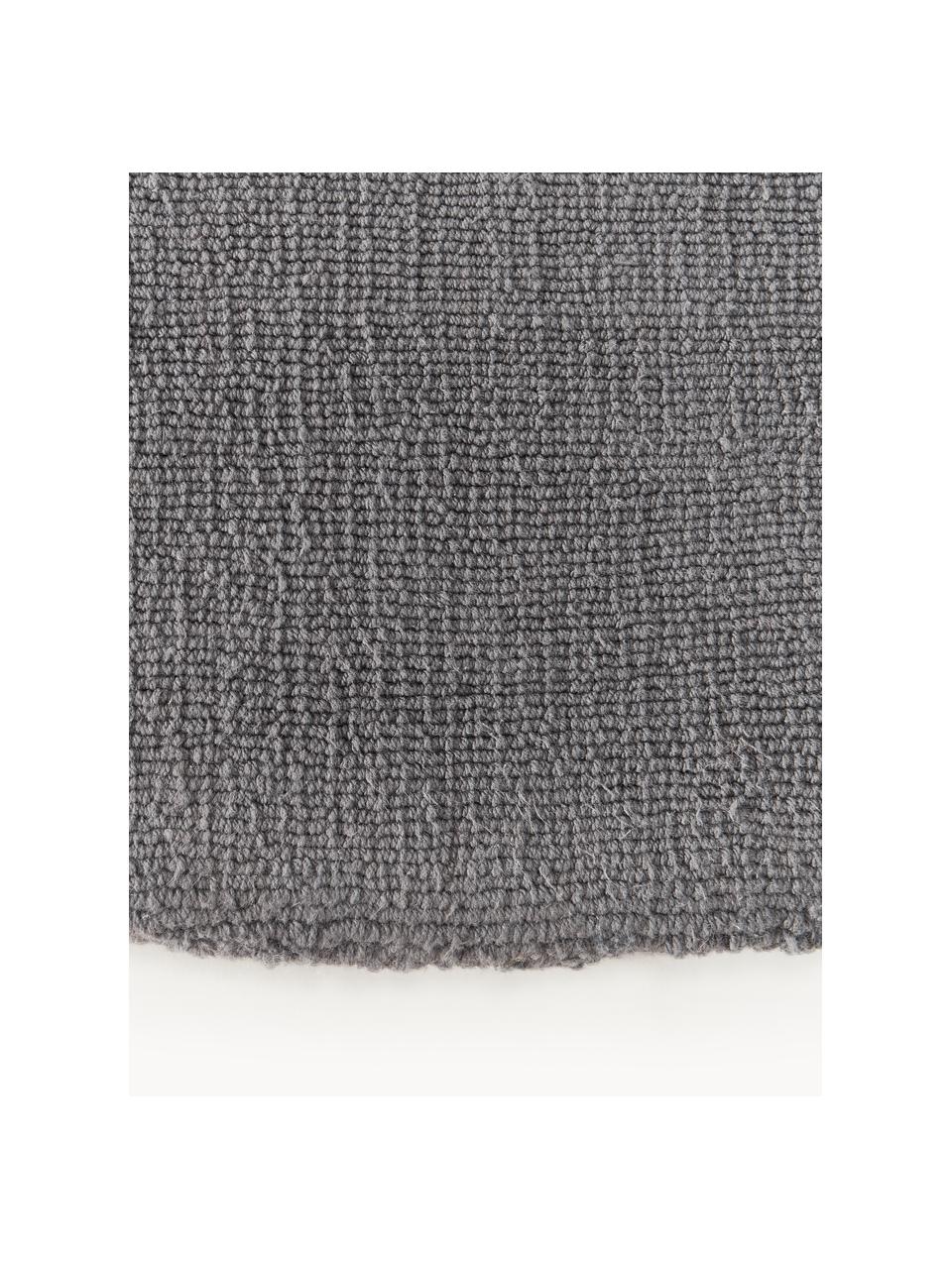 Tapis rond en coton tissé main Lora, Gris foncé, Ø 120 cm (taille S)