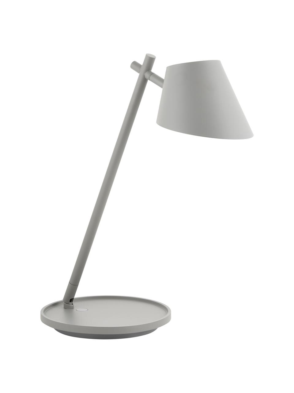 Dimmbare LED-Schreibtischlampe Stay, Lampenschirm: Aluminium, Lampenfuß: Aluminium, Kunststoff, Grau, Ø 20 x H 45 cm
