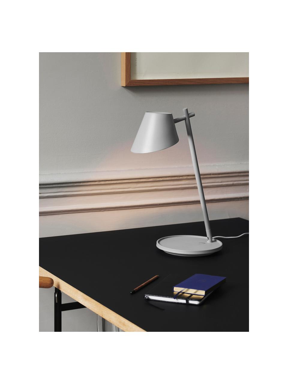 Dimbare LED bureaulamp Stay, Lampenkap: aluminium, Lampvoet: aluminium, kunststof, Grijs, Ø 20 x H 45 cm