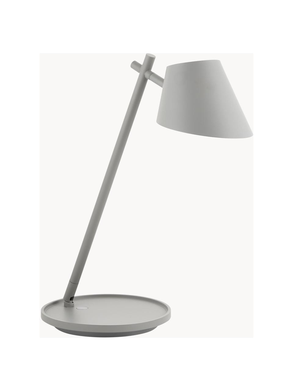 Dimbare LED bureaulamp Stay, Lampenkap: aluminium, Lampvoet: aluminium, kunststof, Grijs, Ø 20 x H 45 cm