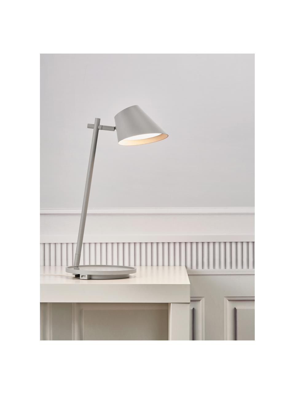 Dimbare LED bureaulamp Stay, Lampenkap: aluminium, Lampvoet: aluminium, kunststof, Grijs, Ø 20 x H 45 cm