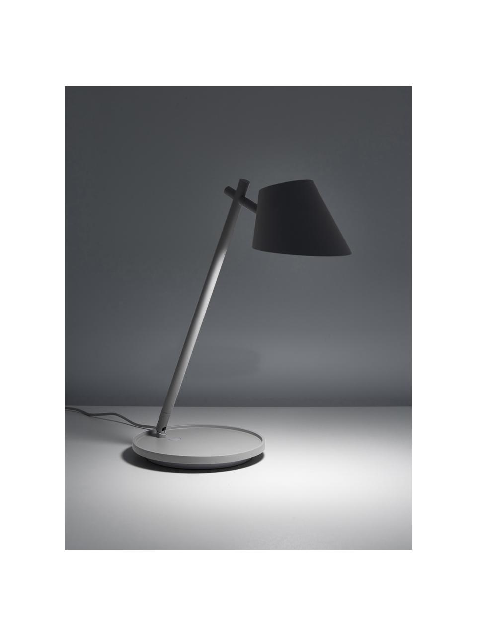 Dimbare LED bureaulamp Stay, Lampenkap: aluminium, Lampvoet: aluminium, kunststof, Grijs, Ø 20 x H 45 cm