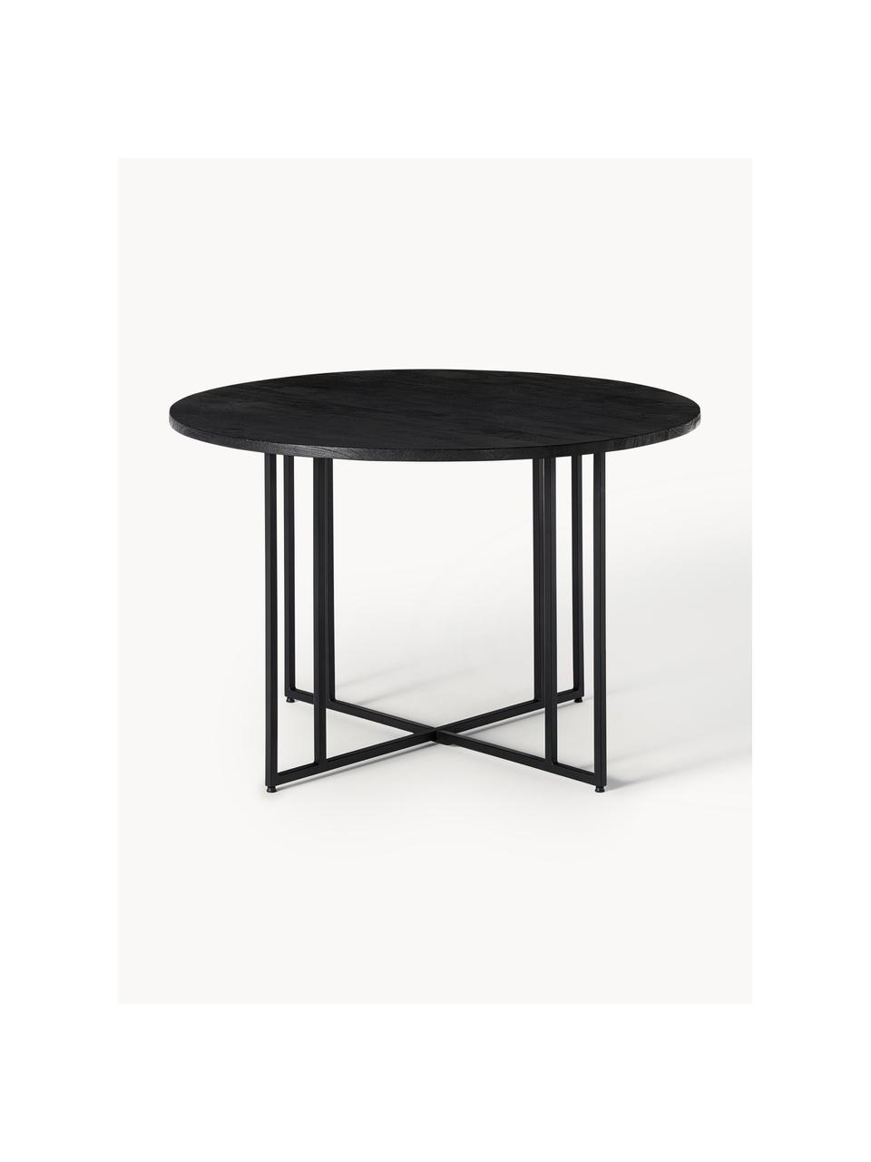 Mesa de comedor redonda de madera de mango Luca, tamaños diferentes, Tablero: madera de mango, cepillad, Estructura: metal, con pintura en pol, Madera de mango, negro pintado, Ø 120 cm