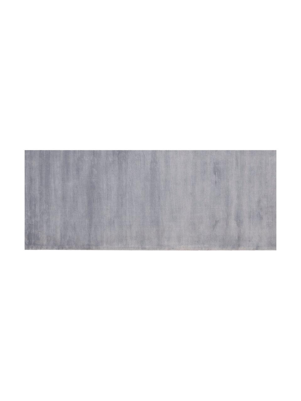 Passatoia artigianale Lunar, Vello: 100% viscosa, Retro: 100% cotone, Grigio chiaro, L 226 x P 69 cm