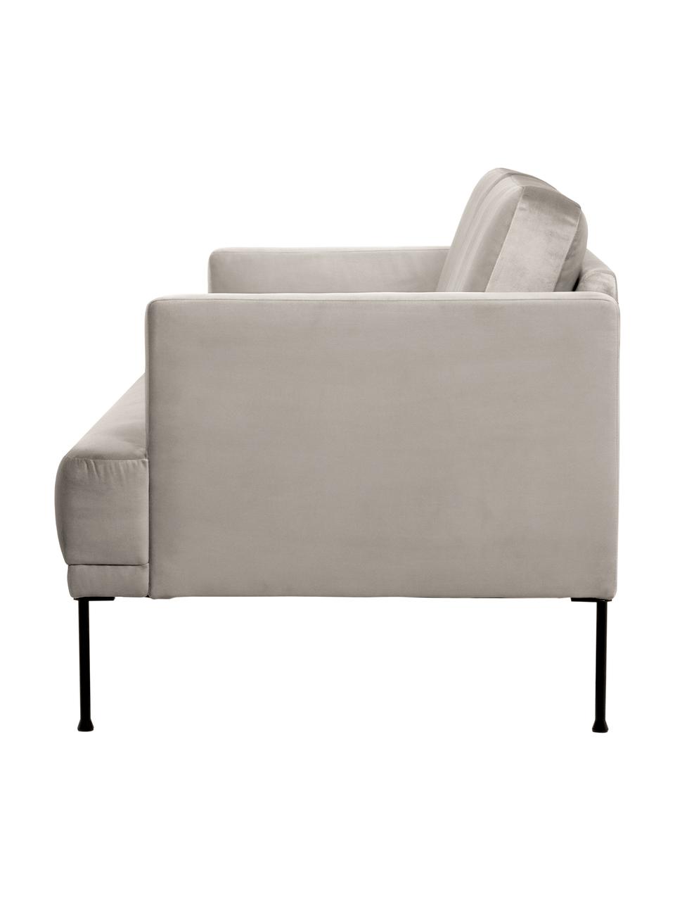 Canapé 2 places en velours et pieds en métal Fluente, Velours beige, larg. 166 x prof. 85 cm